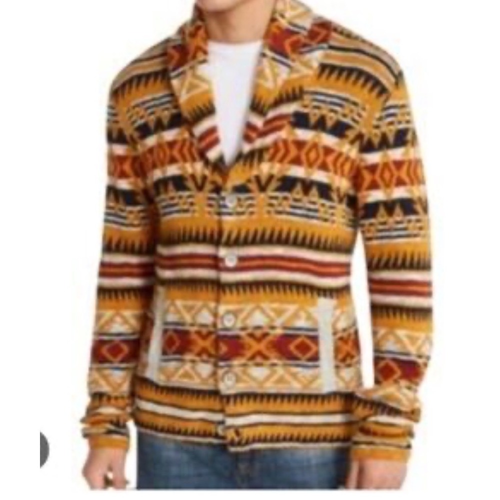 American Rag Mens XL Southwestern Shawl Collar Button Cardigan Sweater Cotton